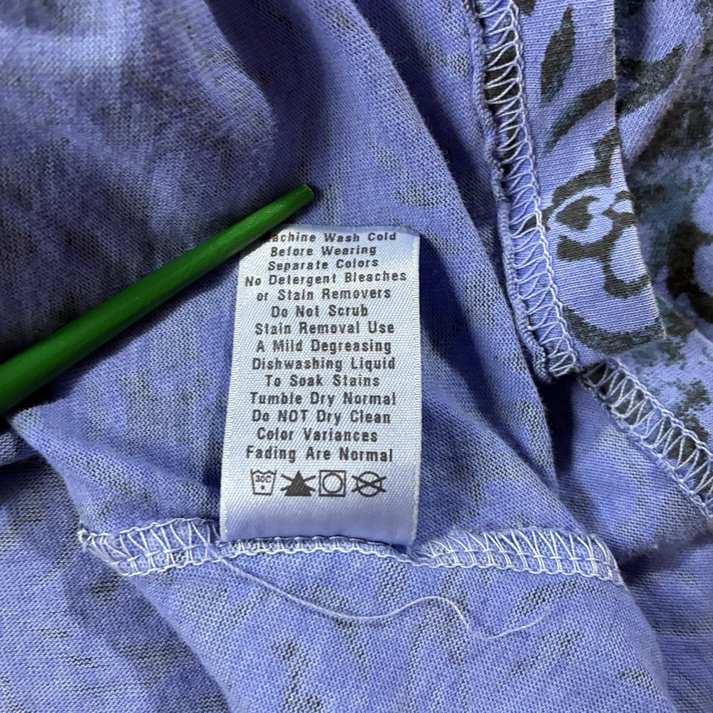Fresh Produce Blue Damask-Print Short Sleeve A-line Cotton Dress Women M Coastal - Picture 5 of 9